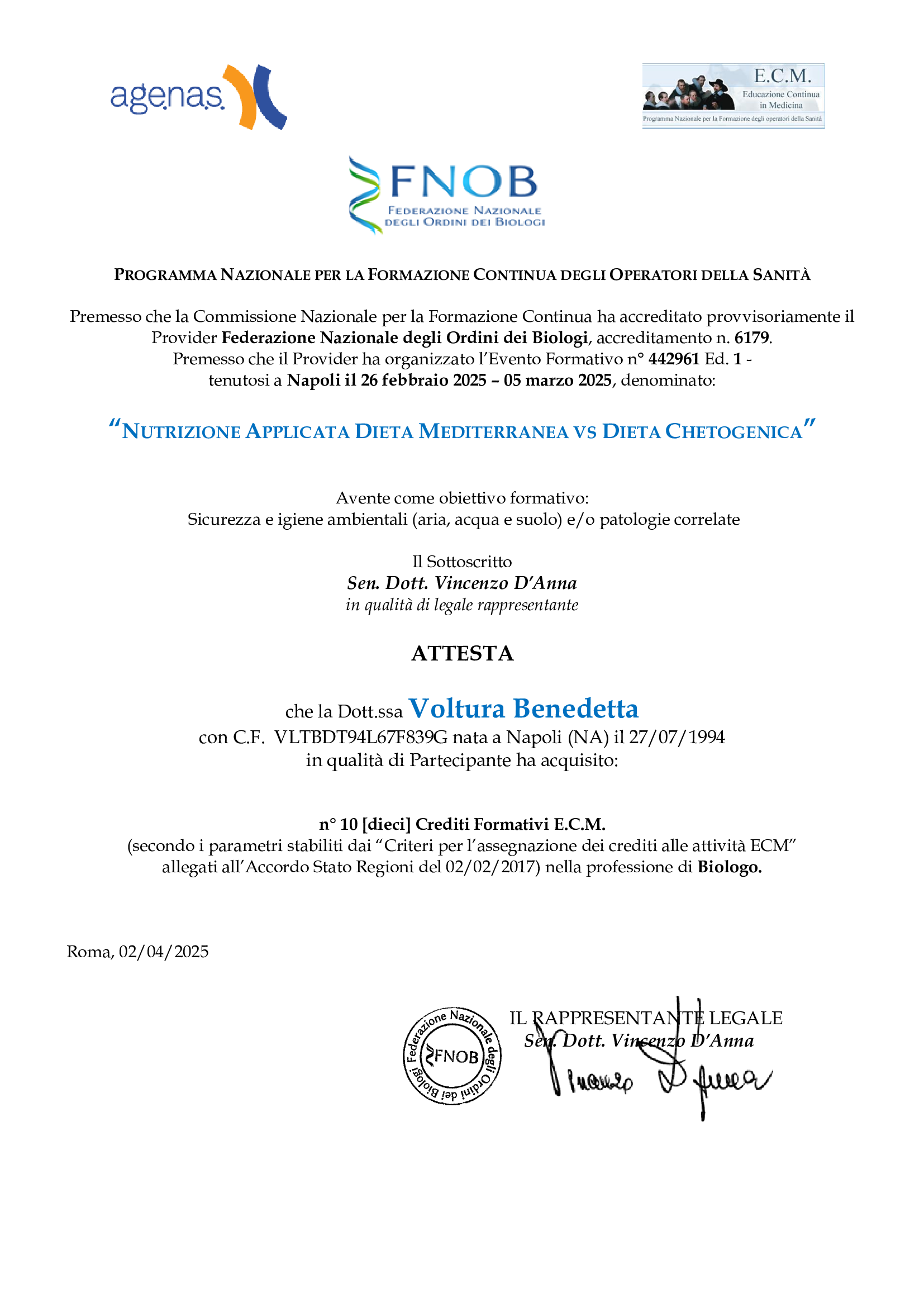 Certificazione chetogenica