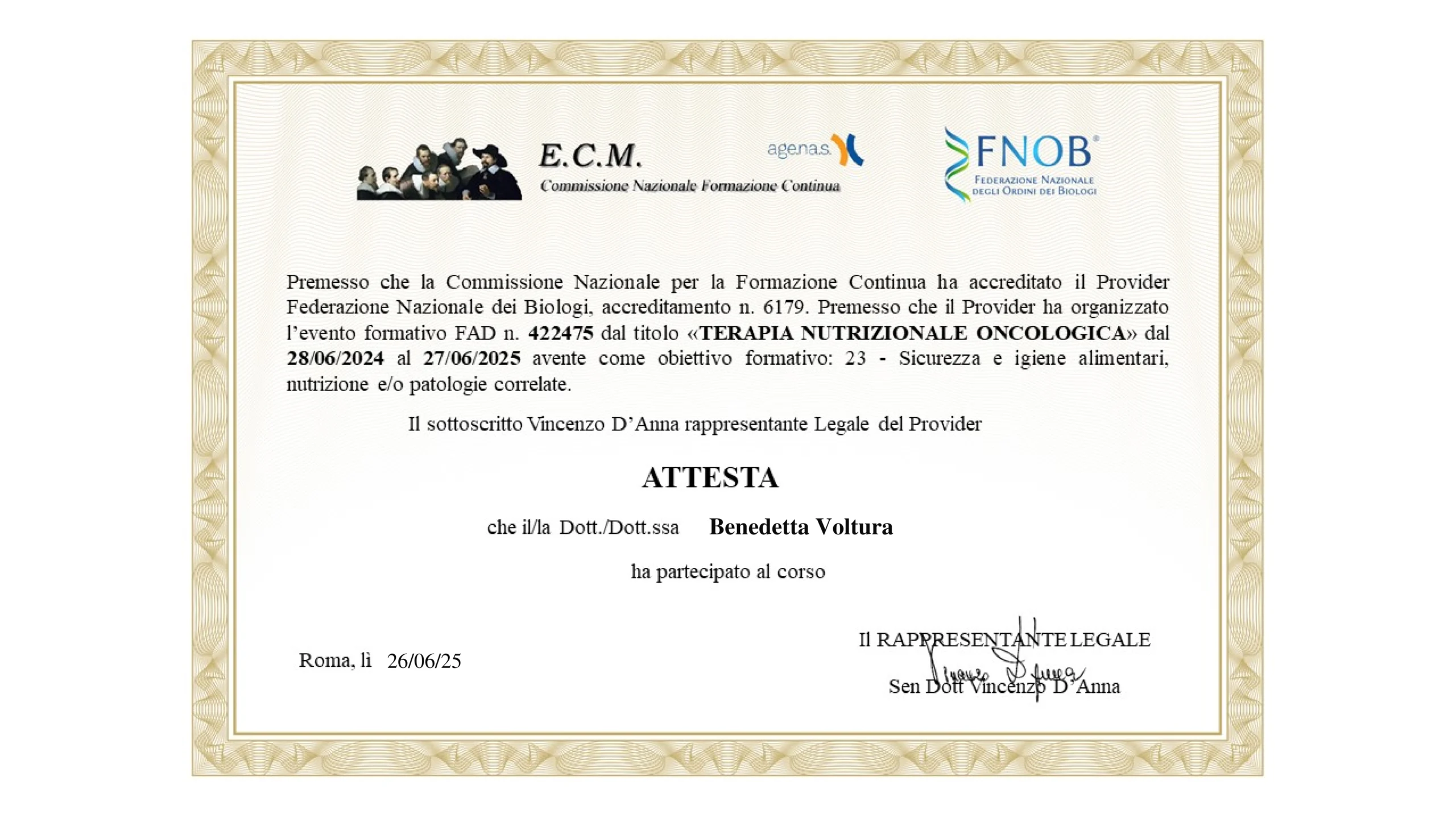 Certificazione oncologia